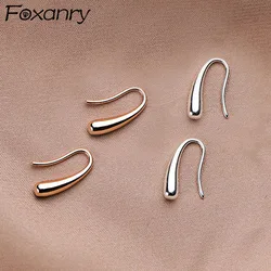 Foxanry Minimalista Silver Color Stud Pendientes para Mujeres Trendy Elegant Rose Gold Plated Bride Jewelry Prevent Allergya