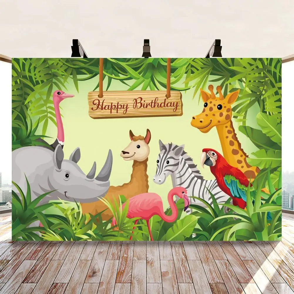 Happy Birthday Backdrops Wild One Jungle Safari Party Animals Newborn Baby Shower Custom Photography Backgrounds Photo Studio