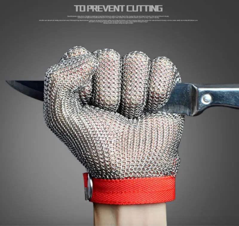 

HANDSAVE 304L Stainless Steel Mesh Gloves Knife Cut Resistant Chain Mail Protective Kitchen Butcher Metal Mesh Working Glove