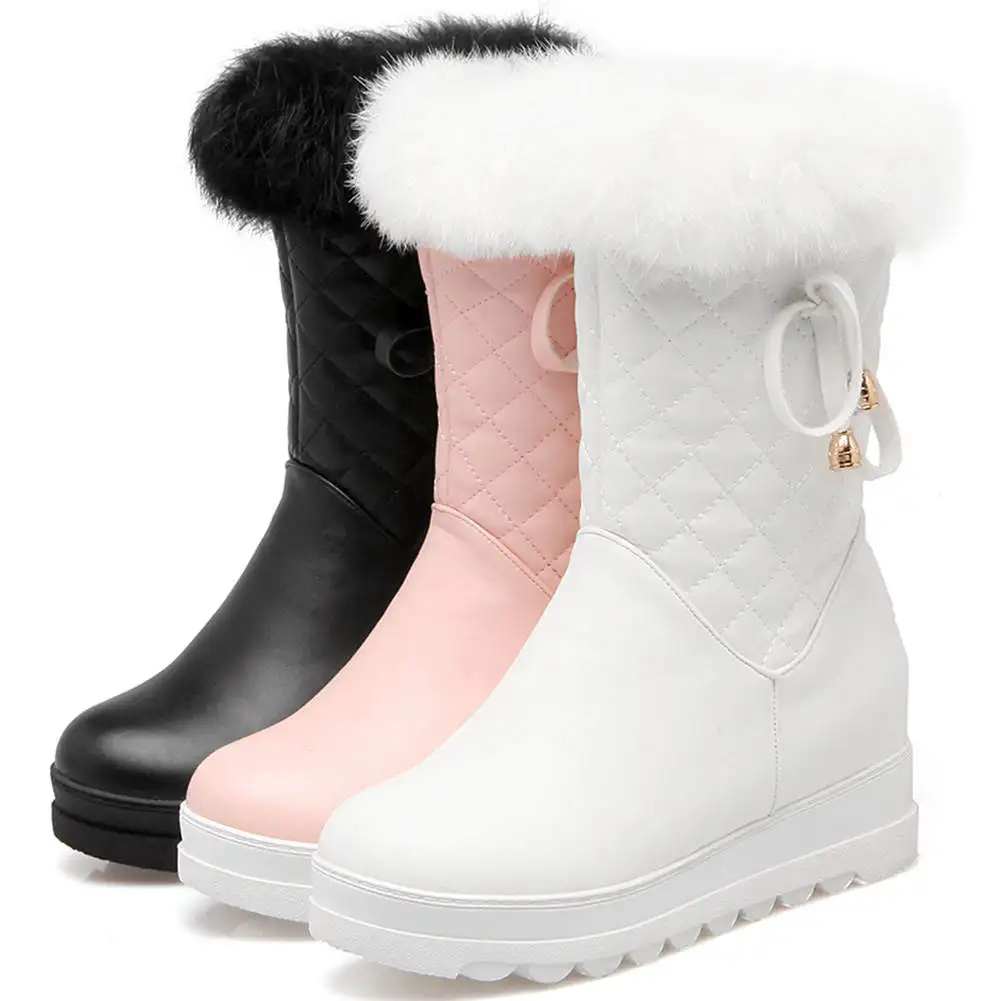 DORATASIA Size 34-43 New Winter Warm Fur Boots Ladies Bowtie Zip Platform Shoes Woman Leisure Party Comfort Boots Women 2019