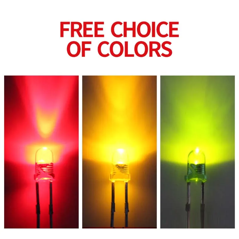 

1000 шт. светодиодов 3 мм с круглой головкой, прозрачным краем и яркими красными, синими, зелеными и желтыми светодиодами (светодиодные диоды)