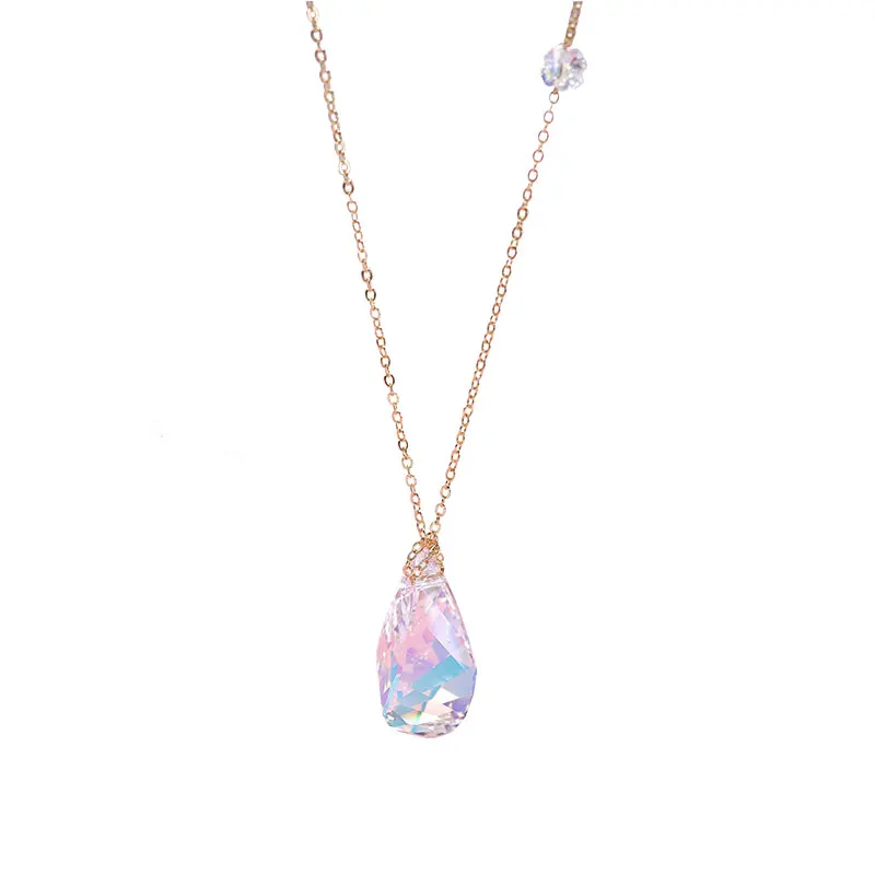 New Helix Pendant Necklace Gold Silver Color Colorful Beads Crystals from Austria For Women Wedding DIY Jewelry Chain Collar