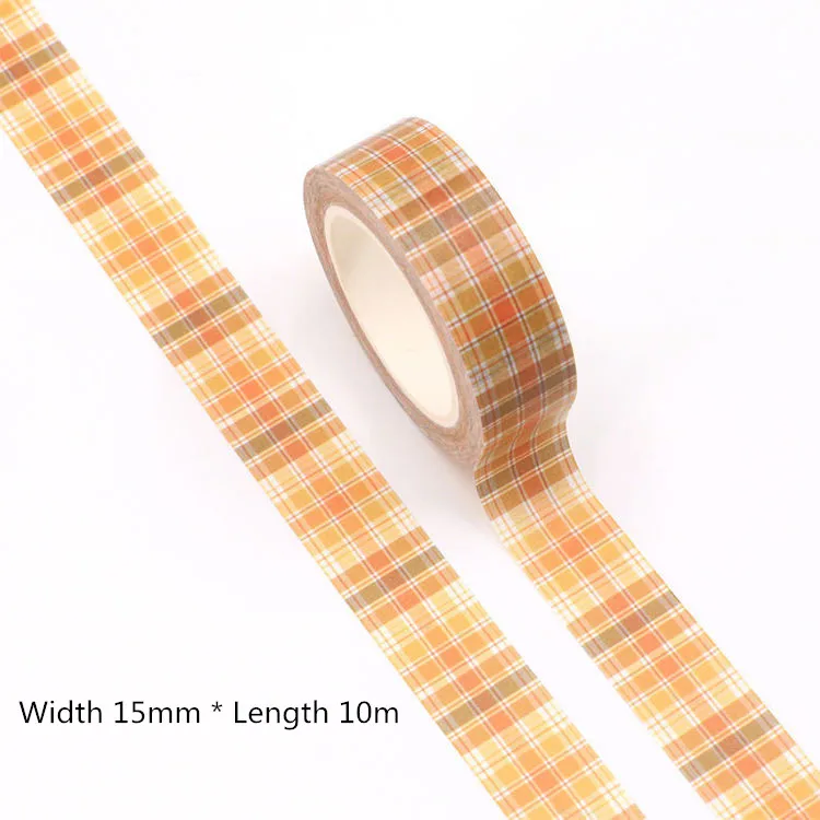 New 1PC 15mm*10m Scottish Orange Lattice Grid  Decorative Washi Tape Scrapbooking Masking Tape Office designer mask washi tape