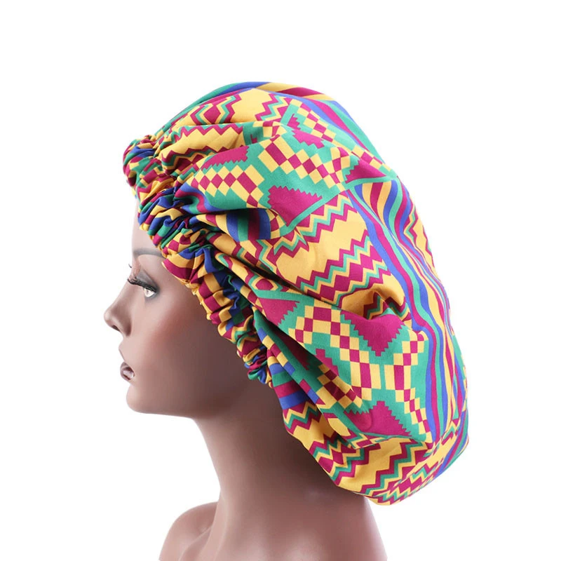 2021 Double Satin African Headtie Fashion Print Women\'s Turban Cap Muslim Headscarf Bonnet Africa Clothing Hijab Chemo hat