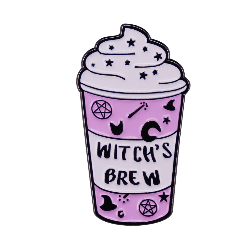 Ice Cream Cup Witchh's Brew Enamel Pin Magic Frappuccinoo Badge Brooch Halloween Accessory