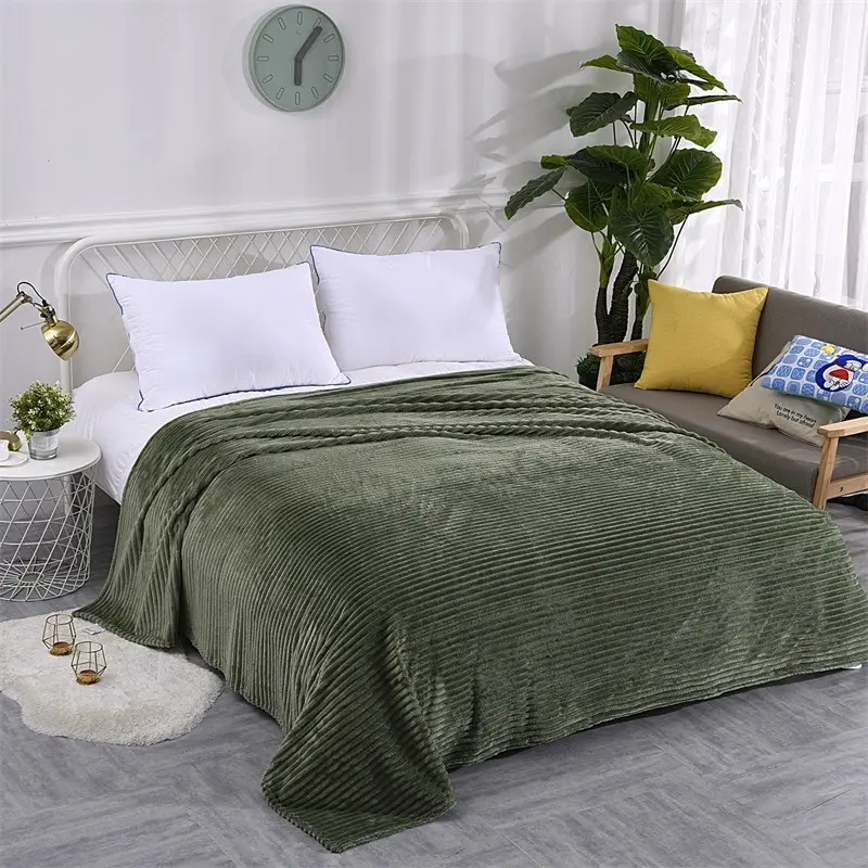 

180x200cm Soft Flannel Winter Warm Blanket Skin-Friendly Bedspread Solid Throw Sofa Air Conditioning Blanket King/queen Size