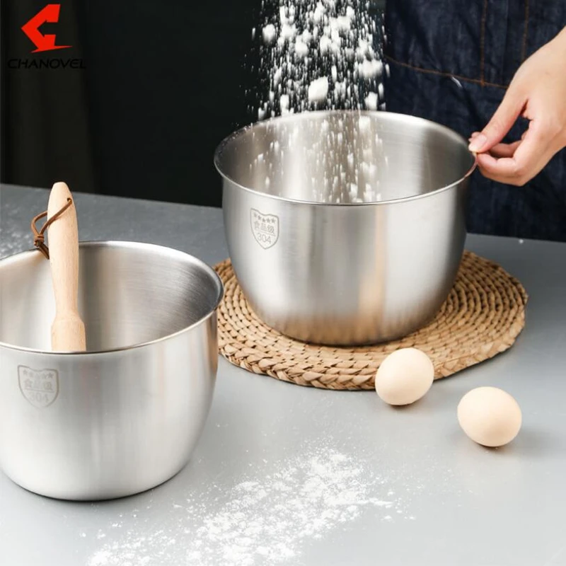 Kitchen Stainless Steel 304 Mixing Bowl Deep Design Cooking Baking Cake Bread Salad Kitchen Mixer Bowl