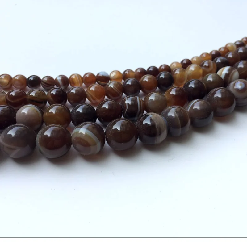 Natural Stone Beads Two Style Striped Agat For Beading Brown Gules 4-12mm Dull Polish Wholesale Beads For Jewelry DIY Accessorie