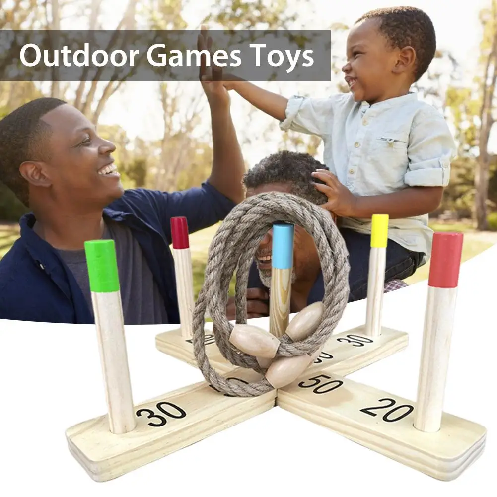 Hoop Throwing Ring Ring Garden Game Pool Toy  Wooden Fun  Outdoor Entertainment Throwing - Rope Throwing