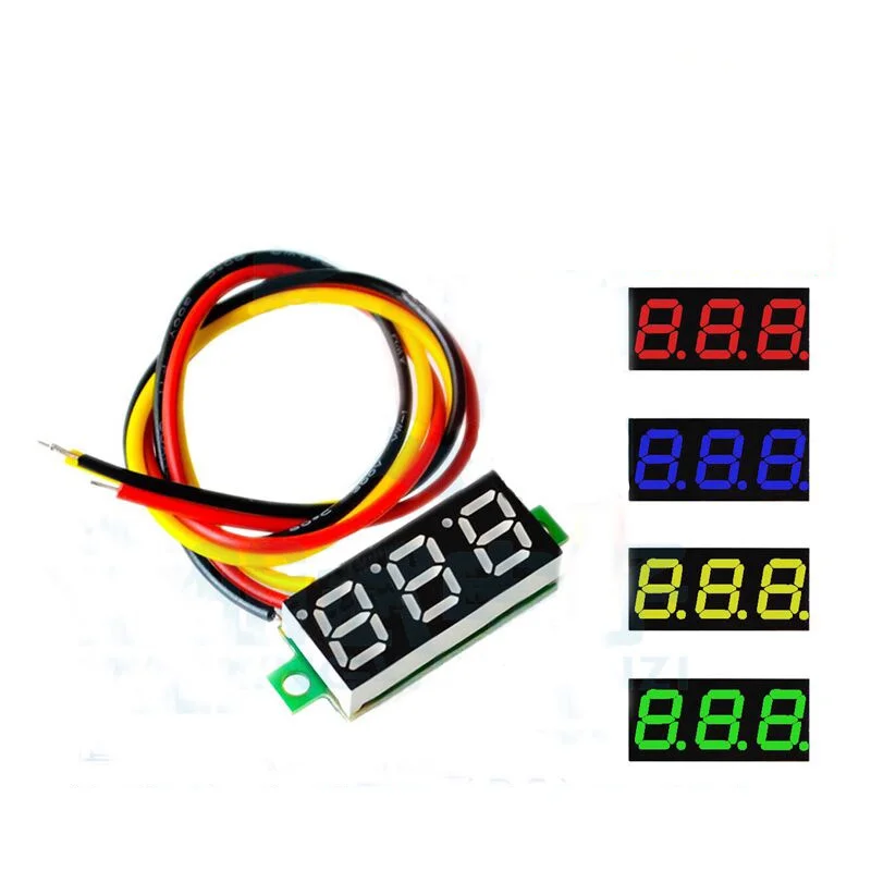 DC digital voltmeter head 0.28'' LED digital voltmeter DC0-100.0V three-wire Motorcycle voltmeter