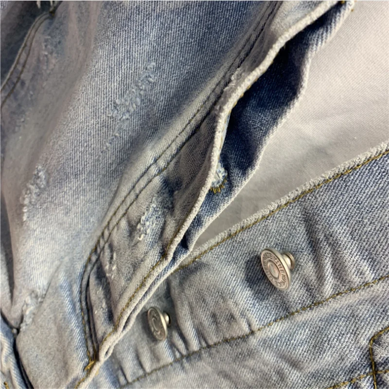 Denim Jacket Female Short Section Slim 2023 New Thin Student Long-sleeved Spring and Autumn Denim Jacket Jacket Hole Size