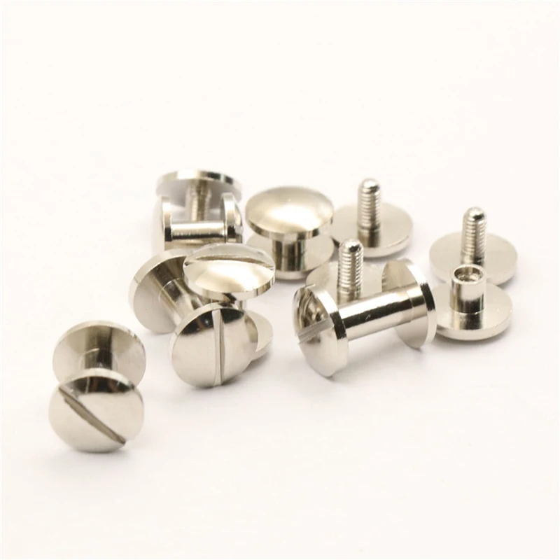 10sets Brass Binding Chicago Screws Nail Studs Rivets Plating Sliverfor Photo Album Leather Craft Belt Wallet Fasteners