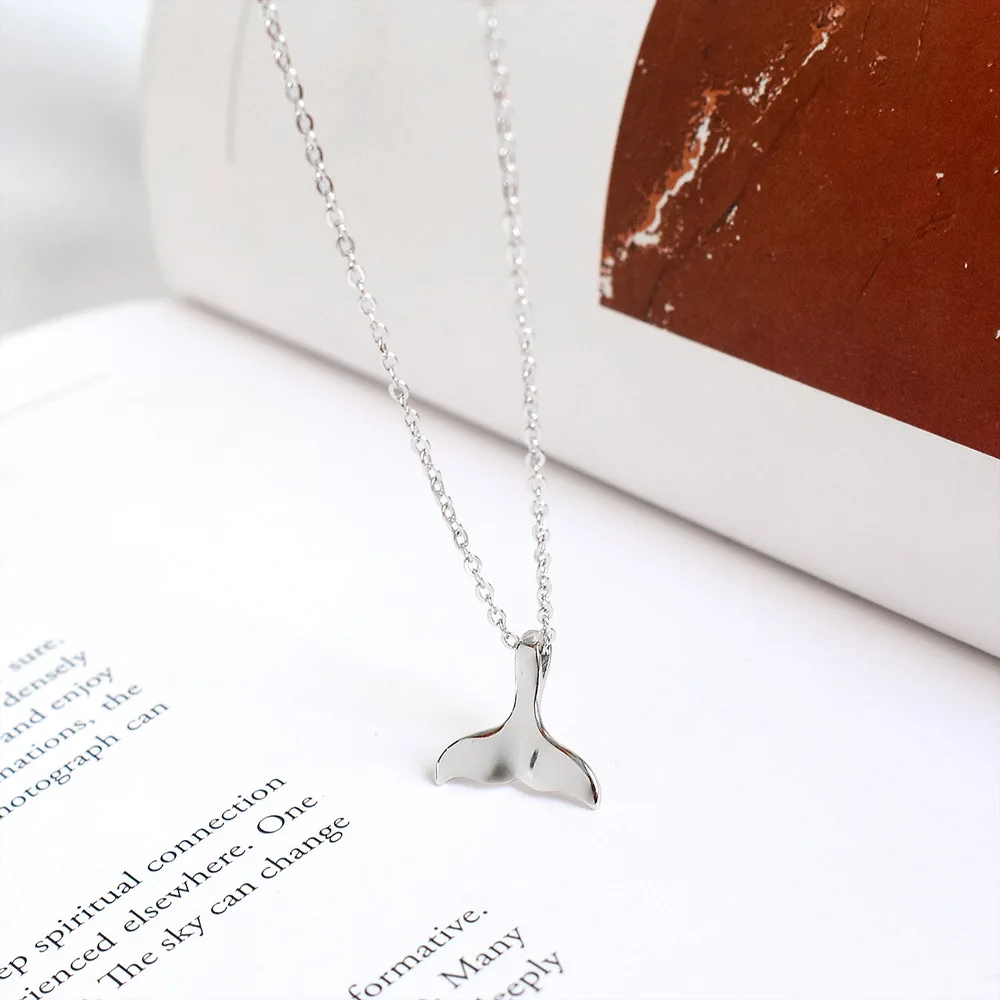 La Monada Women\'s Necklace 925 Silver Chains Woman On Neck Dolphin Fish Tail Pendant Fine Jewelry For Women Necklace Silver Girl