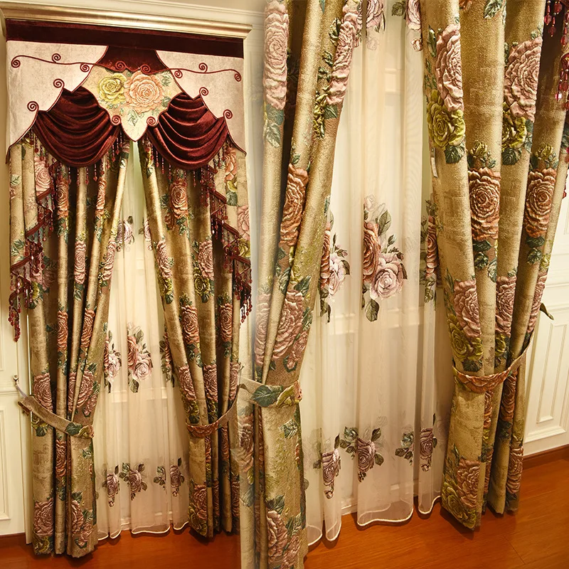 

Royal Deluxe 4D Embossed Jacquard Curtains for Living Room with High Quality Embroidered Voile Curtain for Apartment Bedroom