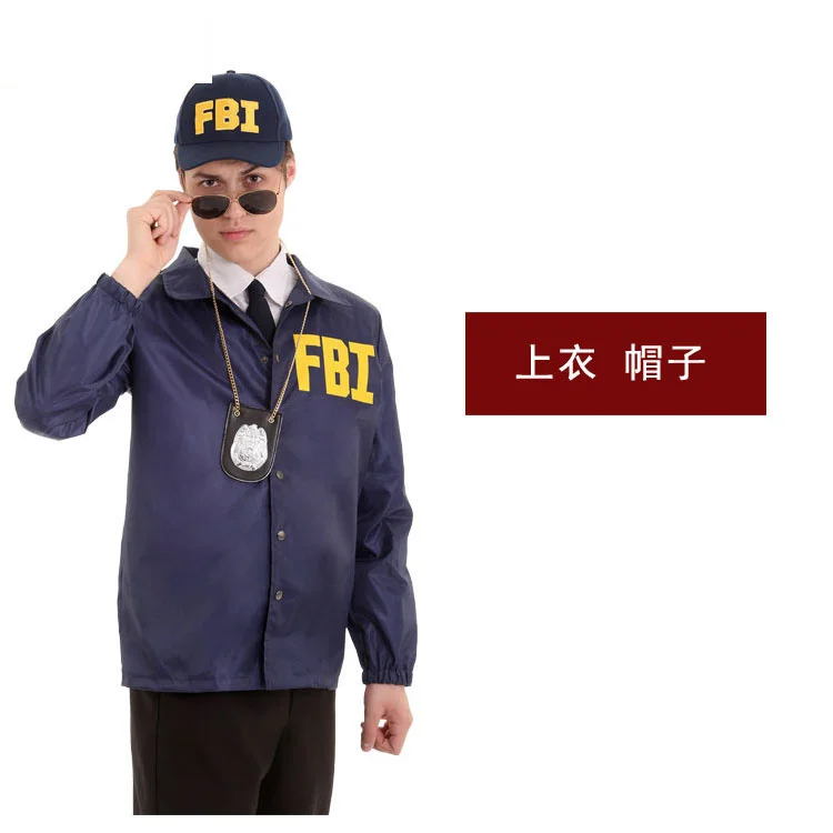 Disfraz de policía del FBI para niños y adultos, traje de actuación para escenario de Halloween