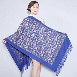 Women's Winter Warm Embroidery Scarves Tippet Ladies/ Women Shawls and Wraps Long Tassel Female Foulard Blanket Dropshipping