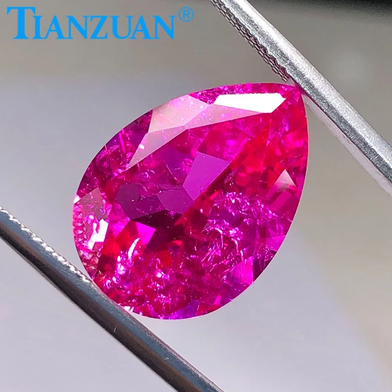 

Lab Grown Ruby 3# Pink color Pear Shape Natual Cut Artificial Stone with inculsions vs si clarity loose stone