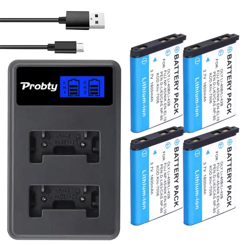 Li-40B Li-42B EN-EL10 Battery + Li 40B Battery Charger for Olympus Li 40B 42B, Nikon EN EL10, FinePix XP70 XP60 XP50 T550