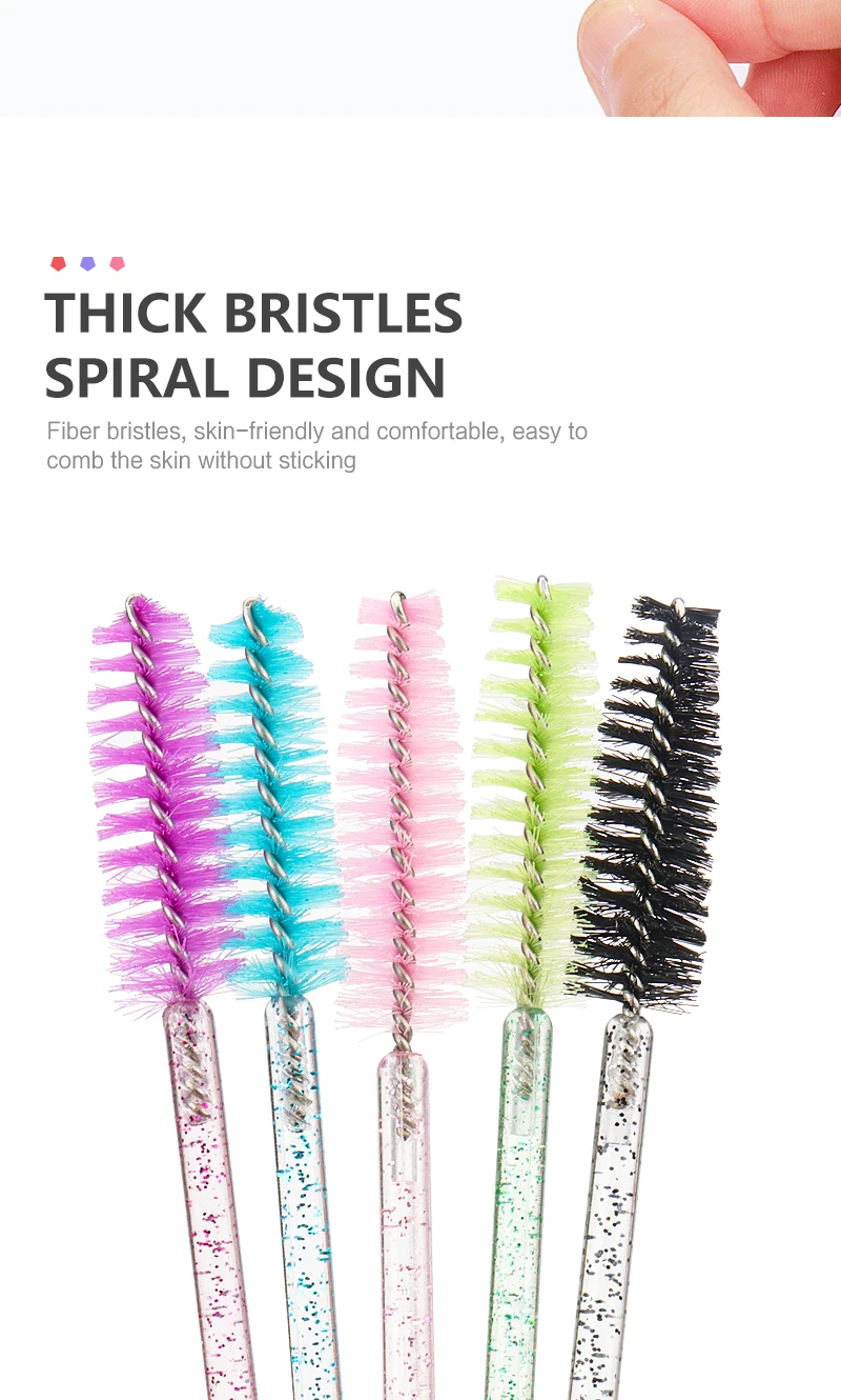 100 stücke Einweg-Wimpern verlängerung Make-up Pinsel Augenbrauen Kamm Mikro bürste mit Box Kristall griff Mascara Zauberstäbe Wimpern heben Werkzeug – Detail 6