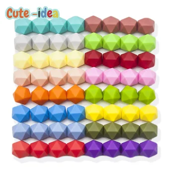 Cute-ideia-Icosahedron Beads Silicone para o Bebê, Teething Beads para Fazer Jóias, 17mm, Food Grade, Produtos Colar DIY, 10Pcs
