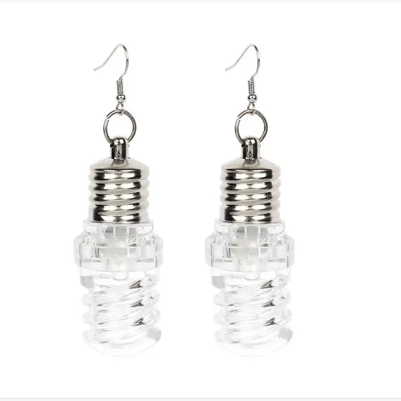 Glowing Light Up Bulb Earrings Dangle Ear Drops Dance Party Nightclub Disco Ball Atmosphere Props 200pcs/Lot