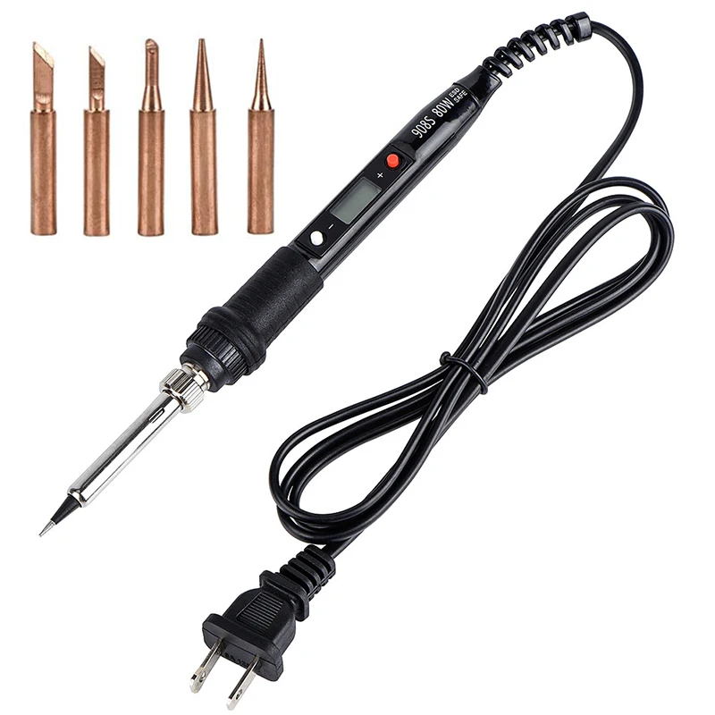 Black 110V 220V  80W  Digital display LCD Adjustable Temperature Electric Soldering Iron with 900M-T soldering iron tip