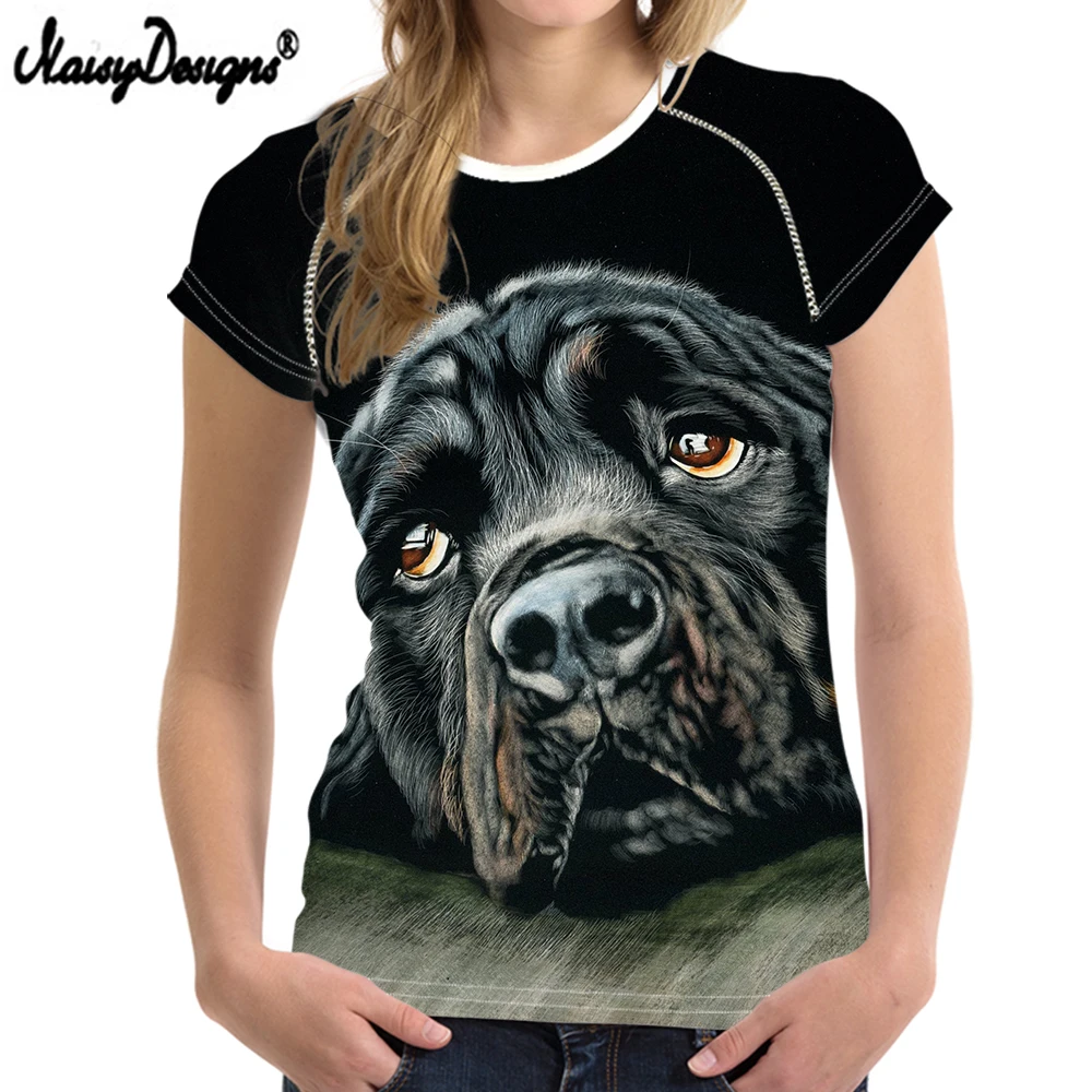 

NOISYDESIGNS Cool 3D Dog Rottweiler Printing Women T Shirts Summer Streatwear Teen Girls T-shirts Fashion Short Sleeve Tops Tees