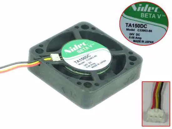 

Nidec C33903-68 Server Cooling Fan DC 24V 0.08A 40x40x10mm 3-wire