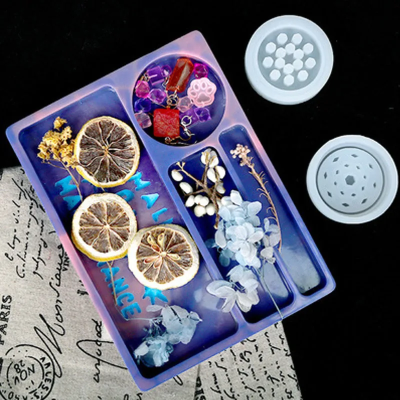 Resin Makeup Storage Tray Mold, Silicone Pallet, Ashtray Combination for Grind and Storage, DIY Resin Epoxy