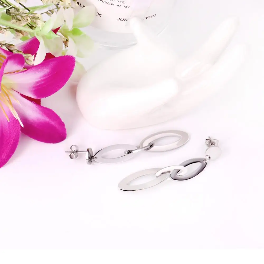 LUXUSTEEL aretes Stainless Steel Geometry Drop Earrings Women Statement Jewelry Golden Color Push Back Jewelry Party