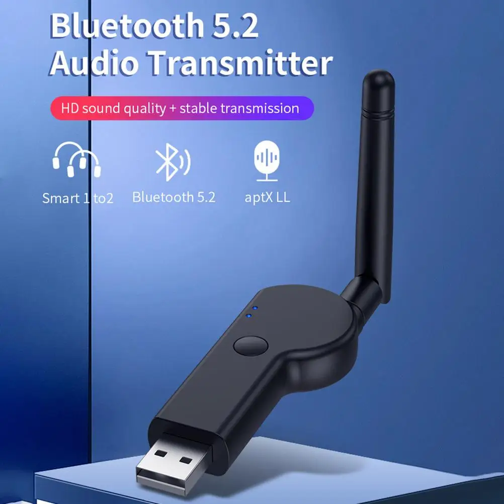 

3.5mm Wireless Audio Transmitter with 2DB External Antenna USB Transmitter for Laptop PC TV Headphones Portable Computer