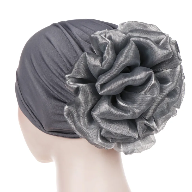 Bonnet Turban en Coton pour Femme Musulmane, Hijab à Grande Fleur, Tête Ronde Islamique, Nik, Coiffe Chimée, Mode 2023