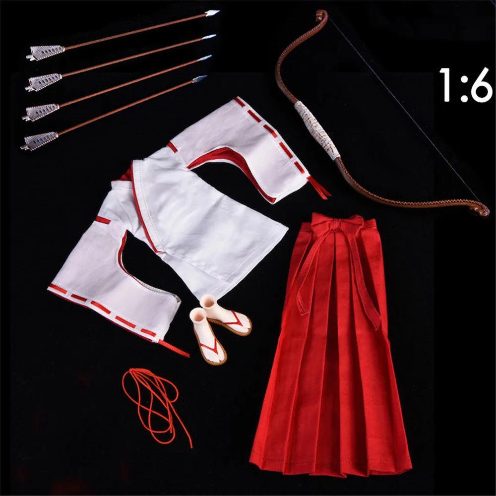 NRTOYS 1/6 Female NR20 Witch Kimono Miko Suit Include Clogs Bow and Arrow Set for 12 Inch DIY 12