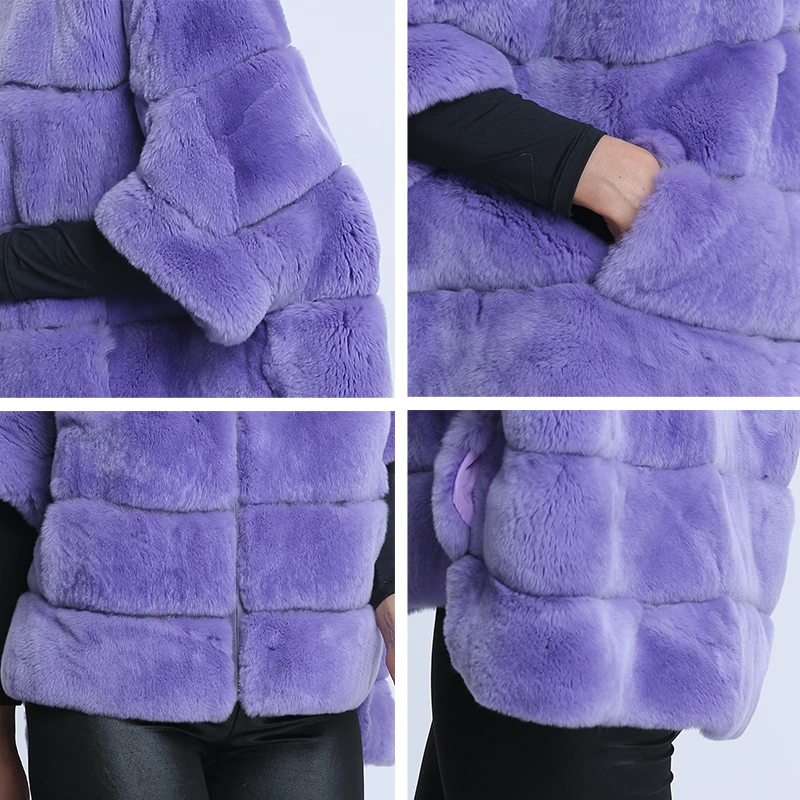 Real Rabbit Fur Jackets Women Winter Rex Rabbit Fur Coats Female Natural Fur Coat Women\'s Jacket 2024 Zipper Casual Clothes New