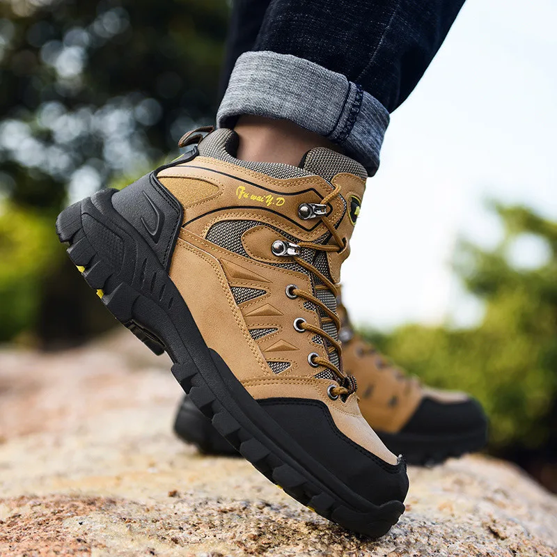 New Brown Hiking Boots Men Light Comfortable Men Trekking Shoe Travel Shoes Plus Size High top Hiking Shoes Women Camping Sports