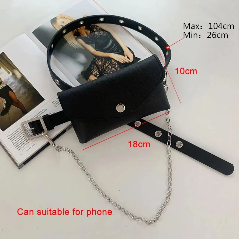 YoReAi Chain damska saszetka biodrowa skórzana piterek luksusowe damskie paski Crossbody torby dla kobiet casualowa torba noszona na klatce