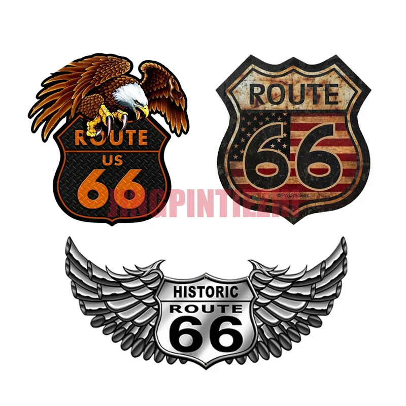 Personality 3D Car Sticker Retro Route 66 for Bike Auto Motorcycle Off-road Laptop Badge Brand Car Sticker Decal Decor Sunscreen