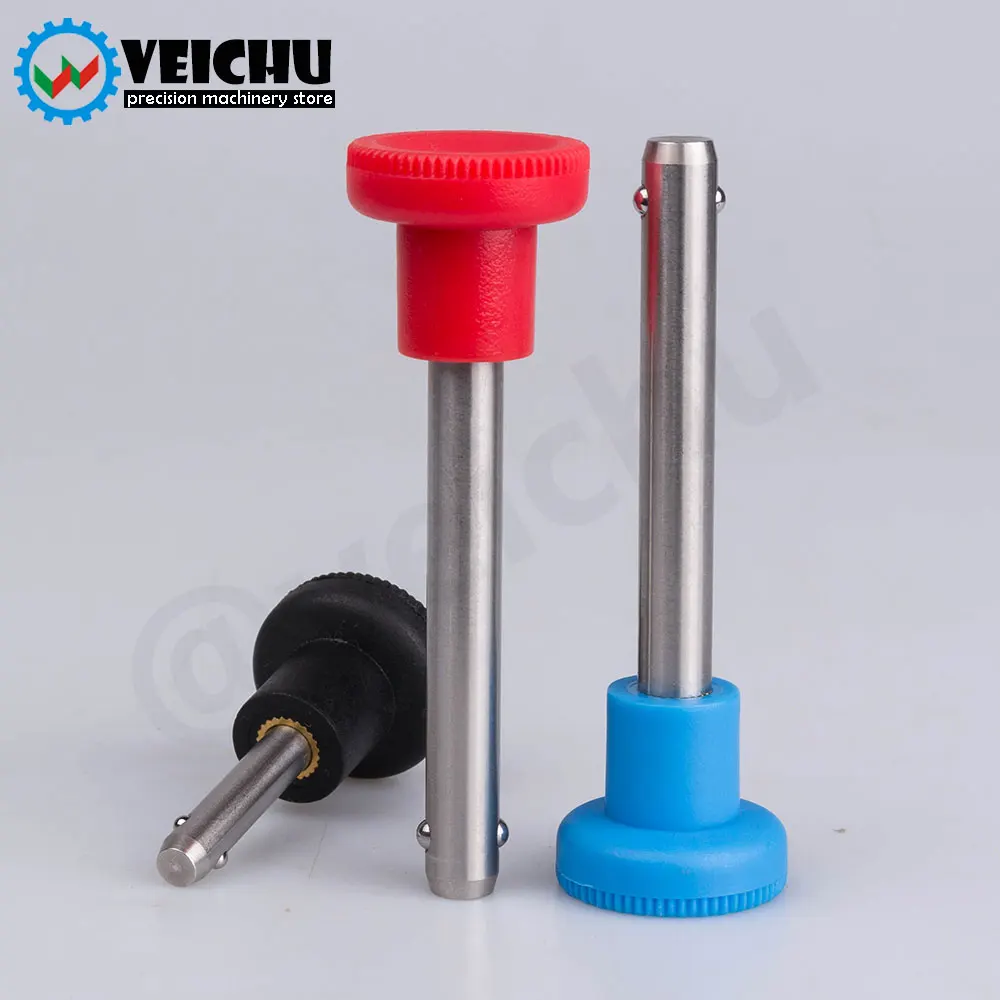 VEICHU 1pcs  Plastic Knob Stainless Steel Pin Self-locking Positioning Safety Pins VCN116 Three Colors Handle Ball Lock Pins