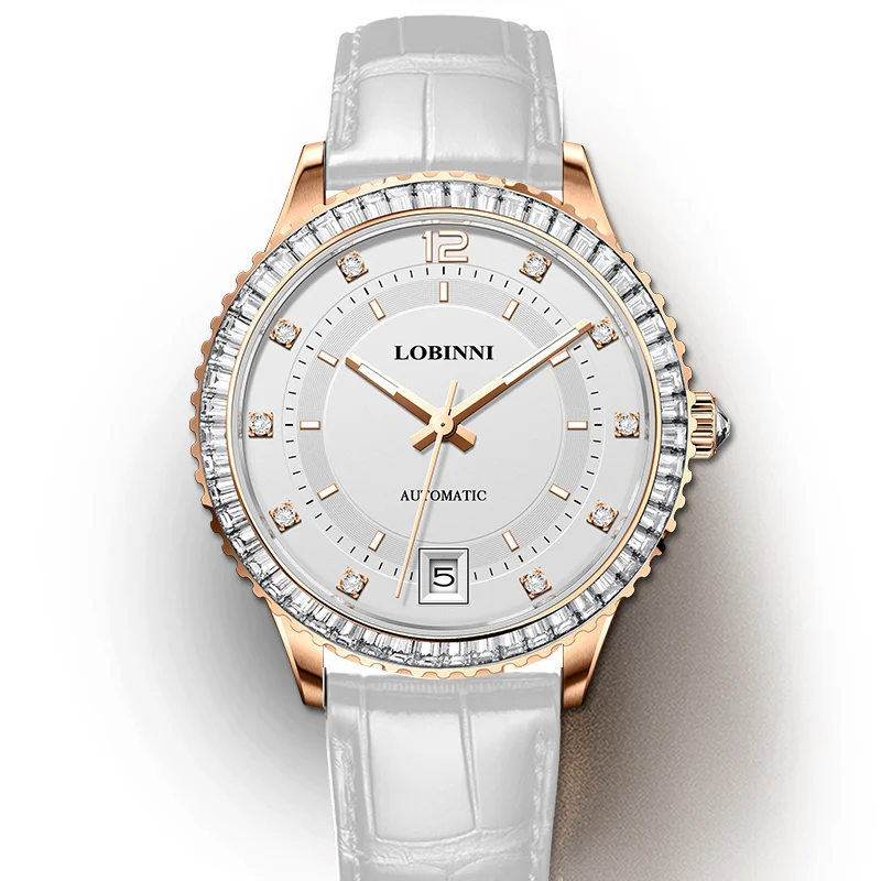 LOBINNI Gem-set Crystal Belzel Female Wristwatches MIYOTA Movement Automatic Mechanical Watch Sapphire Glass Women Watches