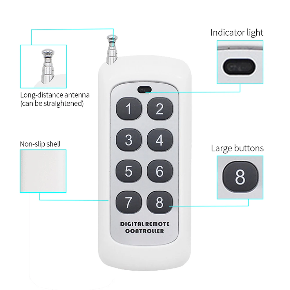 Rubrum High Power Wireless Remote Control Switch AC 110V 220V 10A and 433Mhz Remote Control Transmitter For Led Light Controller