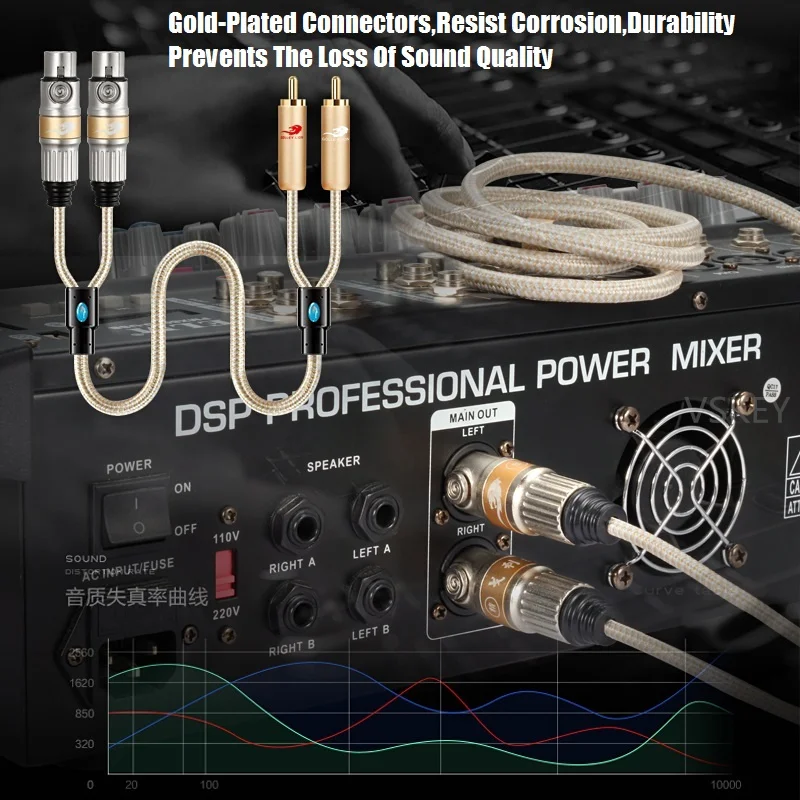 2 XLR أنثى إلى 2 RCA ذكر Hifi كابل الصوت ل مكبر للصوت خلاط وحدة التحكم DVD CD المتكلم تسجيل المسرح المنزلي محمية الحبال