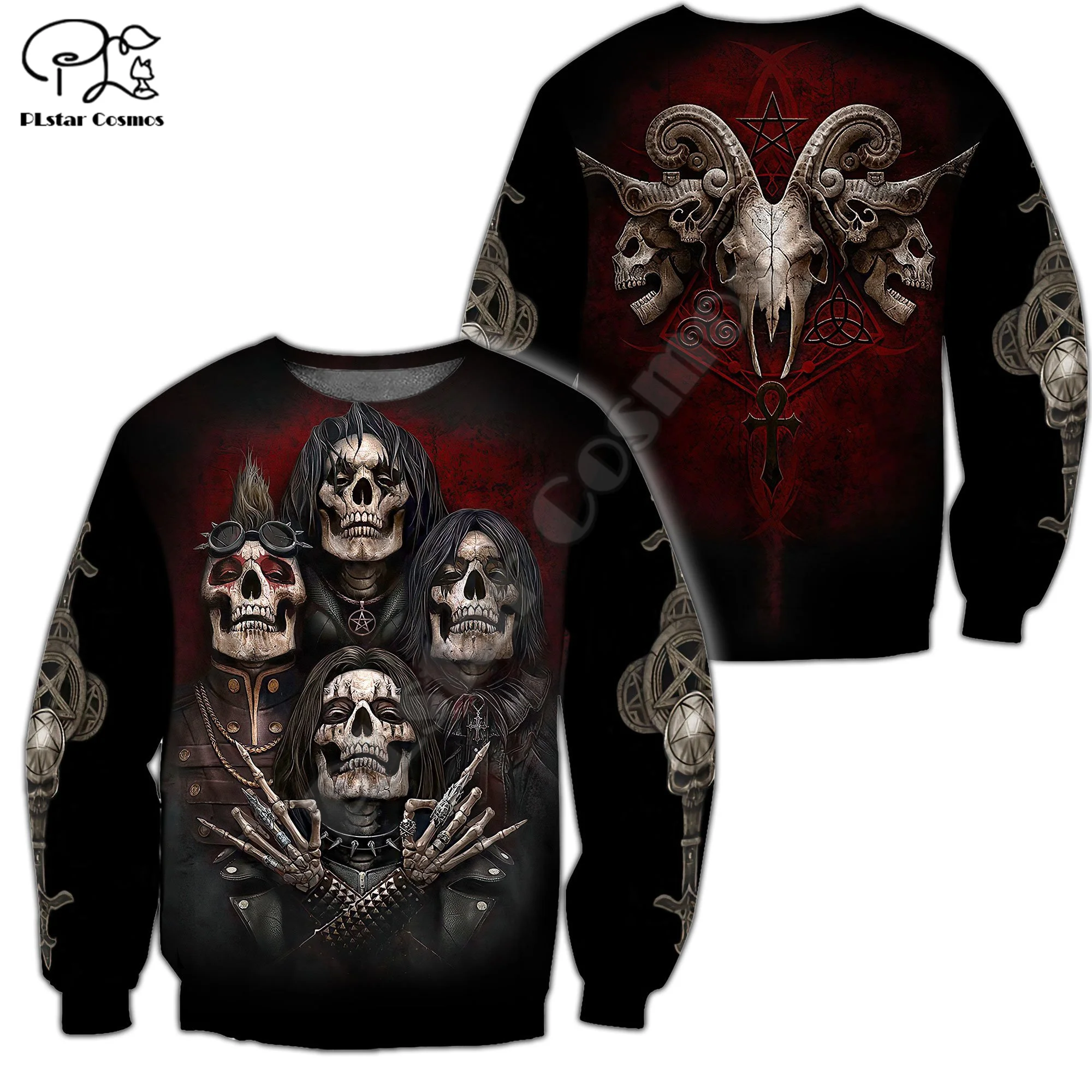 PLstar Cosmos Satan Devil Ghost Gothic Skull Funny Casual Pullover NewFashion Streetwear 3DPrint Men/Women Jacket Zip Hoodies 19