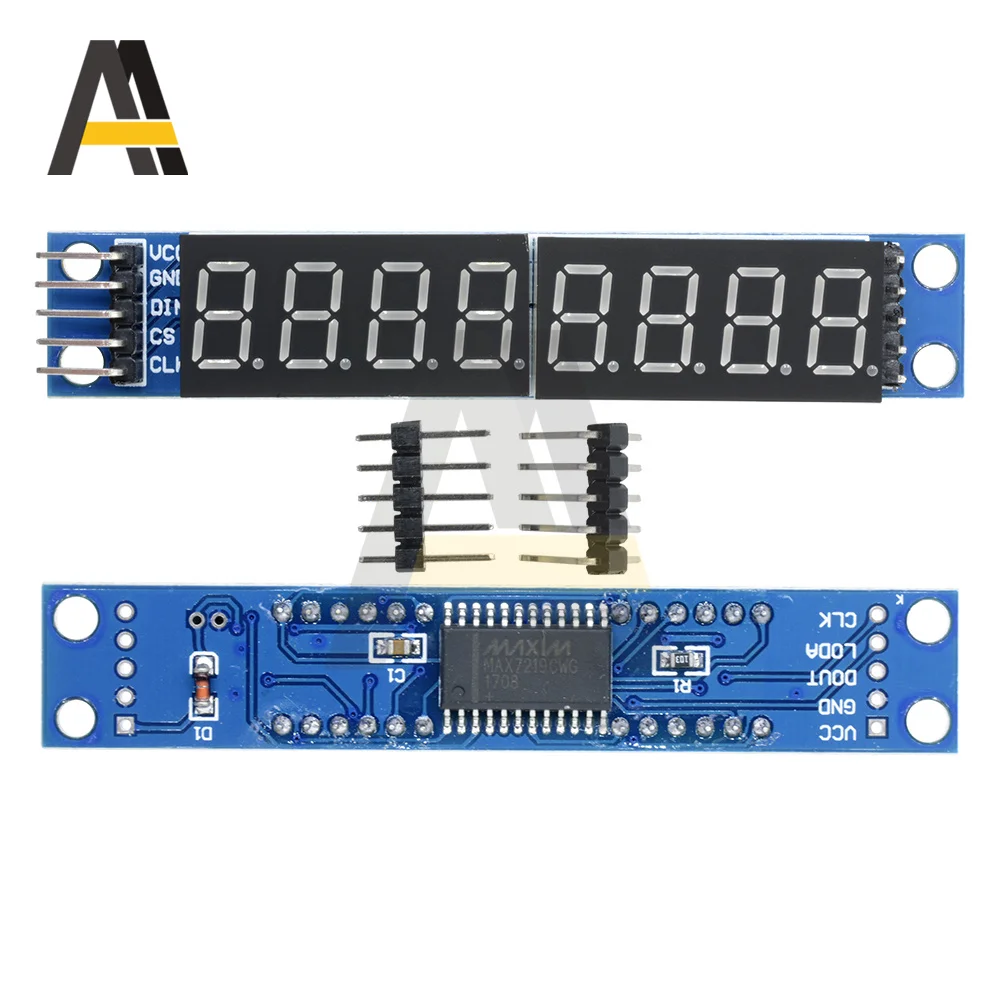 1 pces max7219 led dot matrix 8-bit módulo de controle de exibição de tubo digital 3.3v 5v microcontrolador serial driver 7 segmento