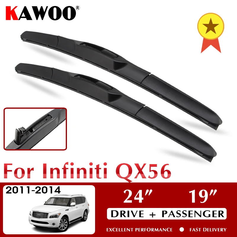 

KAWOO Wiper Front Car Wiper Blades For INFINITI QX56 2011-2014 Windshield Windscreen Front Window Accessories 24"+19" LHD RHD