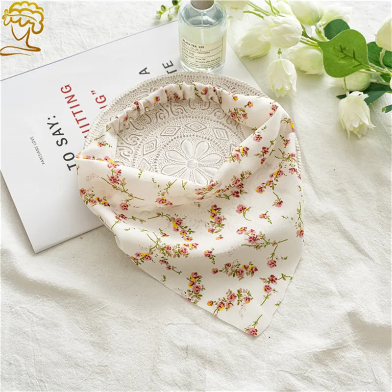 Ruoshui Triangle Hair Scarf For Woman Summer Printed Floral Bandanans Woman Hair Accessories Headband Elastic Hiarband Headwrap