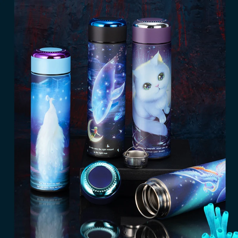 

500ml New Stainless Steel Thermos Starry Cat Business Thermos Vacuum Flask Water Bottle Woman Student Couple Thermos Cup Mug