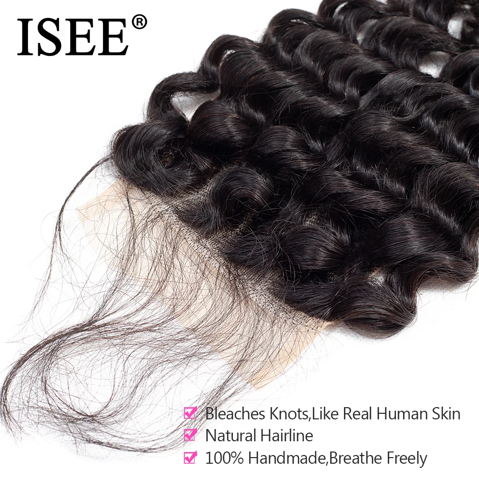 Brazilian Loose Deep Closure Remy Hair Free Part ISEE HAIR 4\