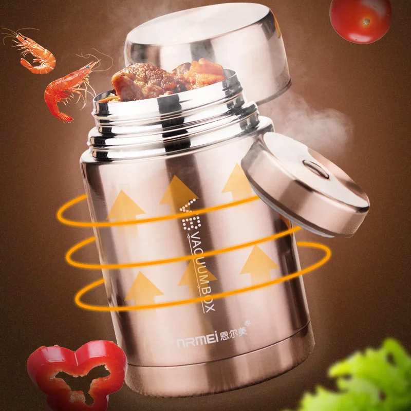 Food Thermal Jar Soup Gruel 316 Stainless Steel Vacuum Lunch Box Office Insulated Thermos Containers Spoon Box 600/800/1000ML