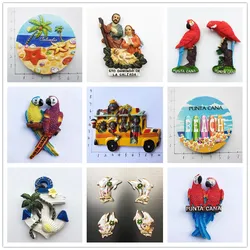 Fridge Magnet Souvenir Dominican Republic Carnival Bus Punta Cana Macaw Straw Hat Beach Anchor Ocean Style Crafts for Home Decor