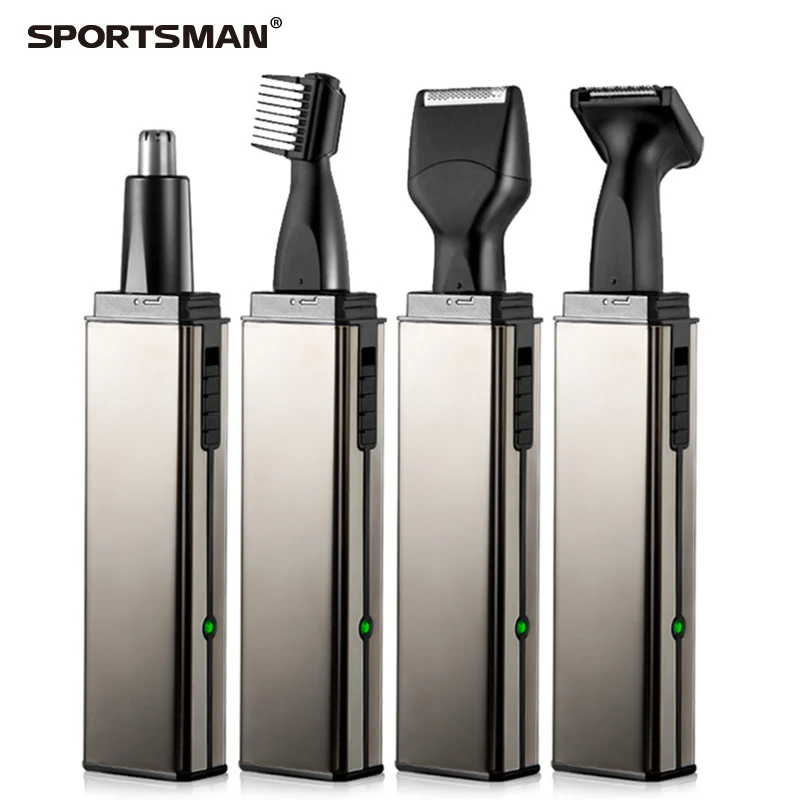 Sportsman Nose Hair Trimmer Rechargeable 4 in 1 Nose Trimmer for Men Ear Hair Beard Trimmer Sideburn Razor Fast Cutter